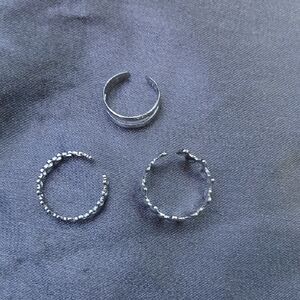 Modern Silver Adjustable Ring Set